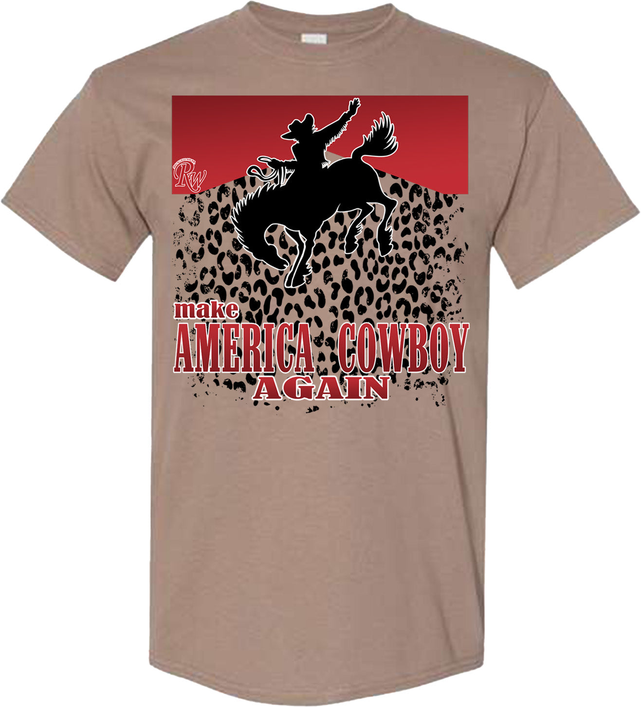 MAKE AMERICA COWBOY AGAIN LEOPARD TSHIRT