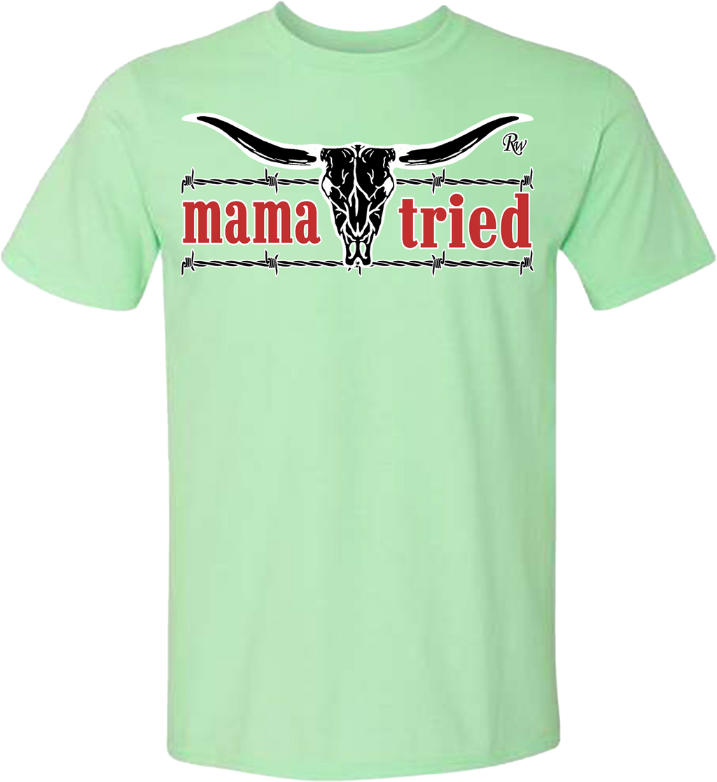 MAMA TRIED BARB SKULL TSHIRT