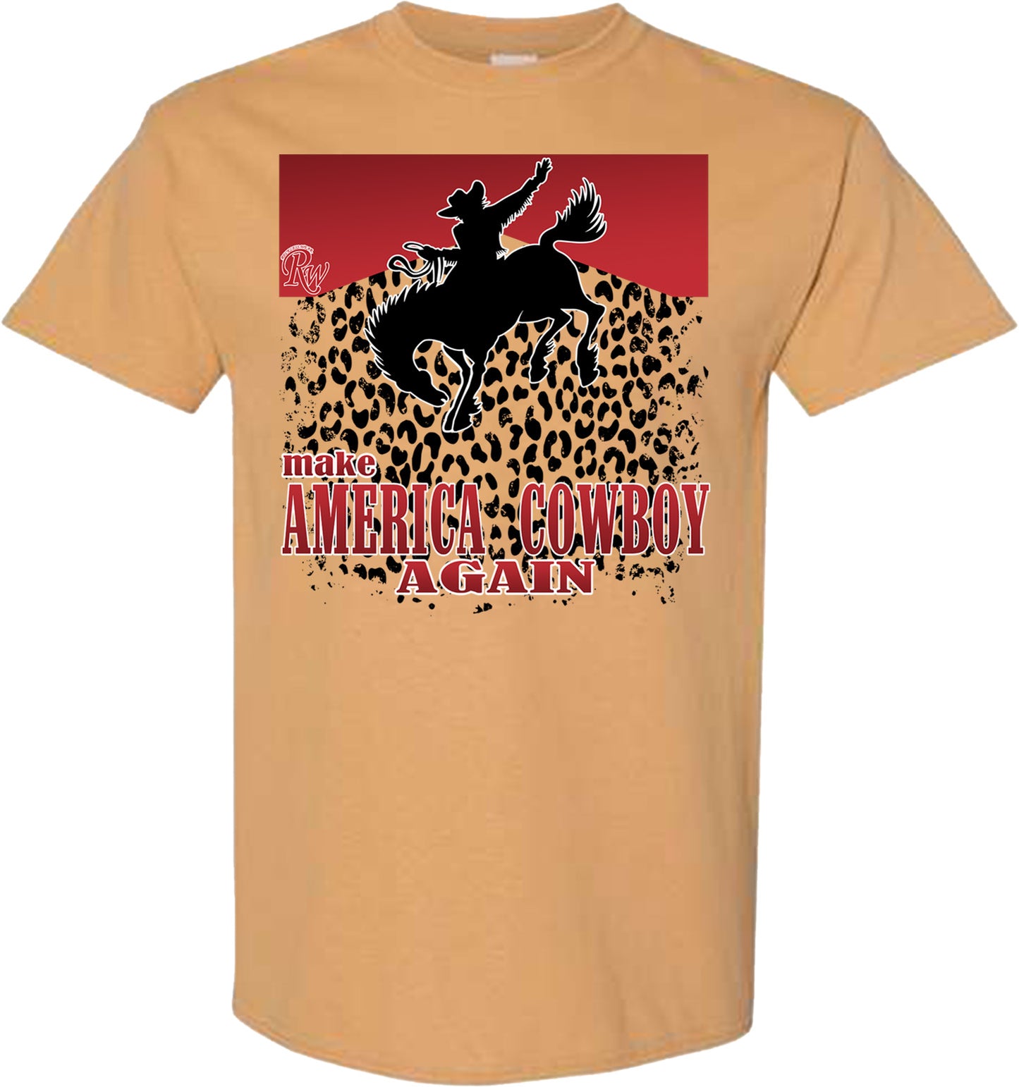 MAKE AMERICA COWBOY AGAIN LEOPARD TSHIRT