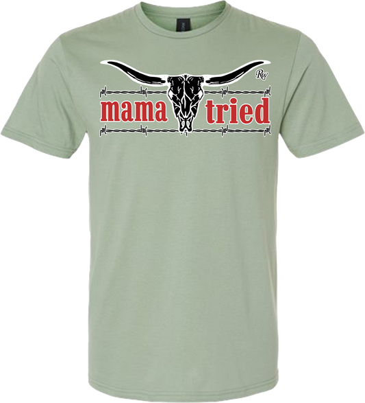 MAMA TRIED BARB SKULL TSHIRT