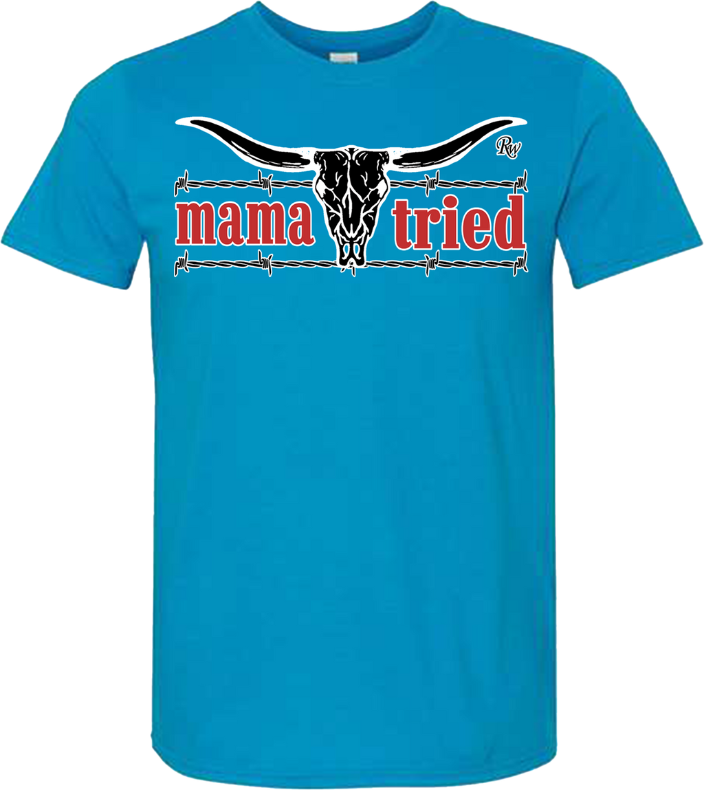 MAMA TRIED BARB SKULL TSHIRT